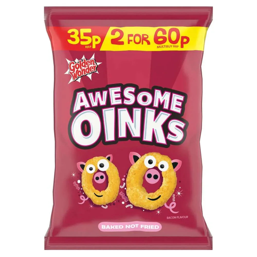 Golden Wonder Awesome Oinks Bacon Flavour 22g x 1 Bag