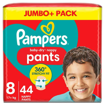 Pampers Baby Dry Nappy Pants Jumbo+ Pack Nappies Size 8, 19kg+ x44