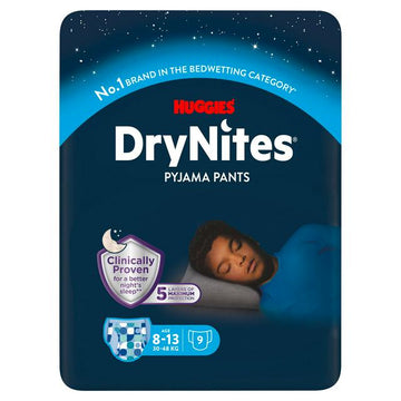 Huggies DryNites Bedwetting Pyjama Nappy Pants Boy Age 8-13 x9