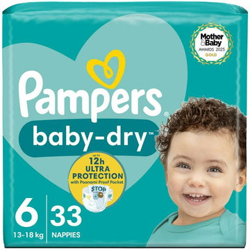 Pampers Baby-Dry Size 6, 31 Nappies, 13-18kg, Essential Pack