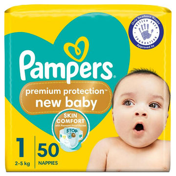Pampers New Baby Size 1 Essential Pack, 2kg-5kg 50 Nappies