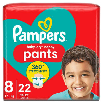 Pampers Baby Dry Nappy Pants Size 8, 19kg+ x22