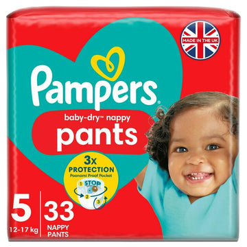 Pampers Baby-Dry Nappy Pants, Size 5, 12-17kg x33