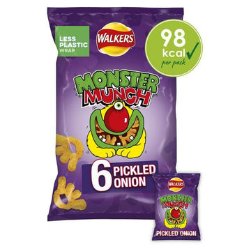 Walkers Monster Munch Pickled Onion Multipack Crisps Snacks 6x20g
