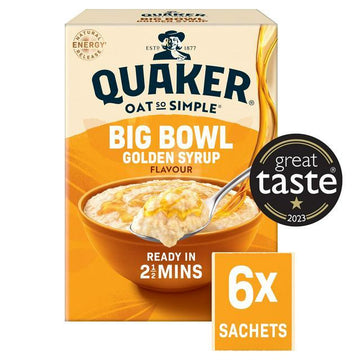 Quaker Oat So Simple Big Bowl Golden Syrup Porridge Sachets 6x49.6g