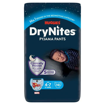 Huggies DryNites Boys Pyjama Pants for Bedwetting Age 4-7 Years 10 Nappy Pants