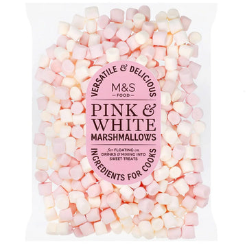 Delicious M&S Pink and White Mini Marshmallows in 125g Pack
