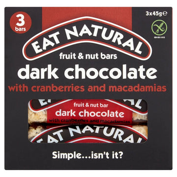 Dark Chocolate Cranberries & Macadamias Bars 45g