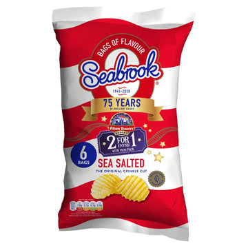 Seabrook Crinkle Cut Sea Salt Crisps - 6 Pack of Delightful Snacks