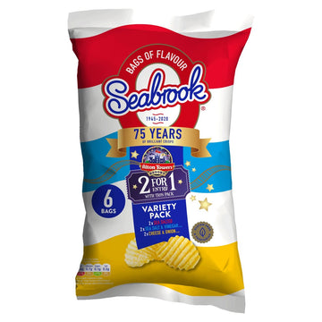 Seabrook Crinkle Cut Variety Crisps – 6 Bags of Snacks