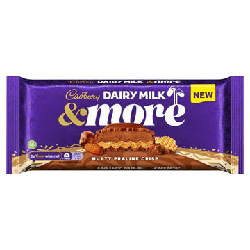 Cadbury Dairy Milk & More Nutty Praline Crisp Chocolate Bar 180G