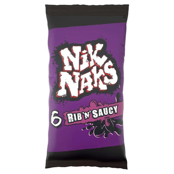 Nik Naks Rib & Saucy Corn Snacks 6X20g