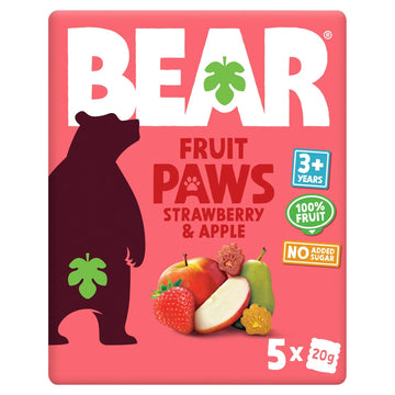 BEAR Strawberry & Apple Fruit Paws Kids Snack Multipack 5pk