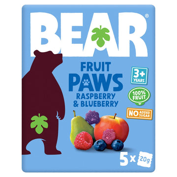 BEAR Raspberry & Blueberry Fruit Paws Kids Snack Multipack 5pk