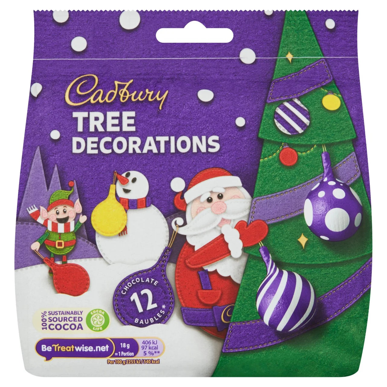 Cadbury 12 Chocolate Bauble Tree Decorations 72g