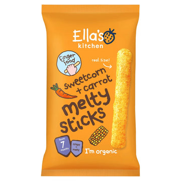 Ella's Kitchen Sweetcorn & Carrot Melty Sticks Baby Snack 7+ Months 16g