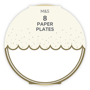 M&S White Paper Plates 8pk