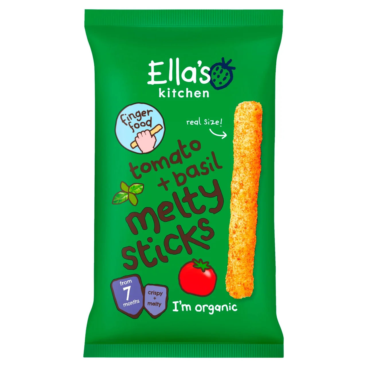 Ella's Kitchen Tomato & Basil Melty Sticks Baby Snack 7+ Months 16g