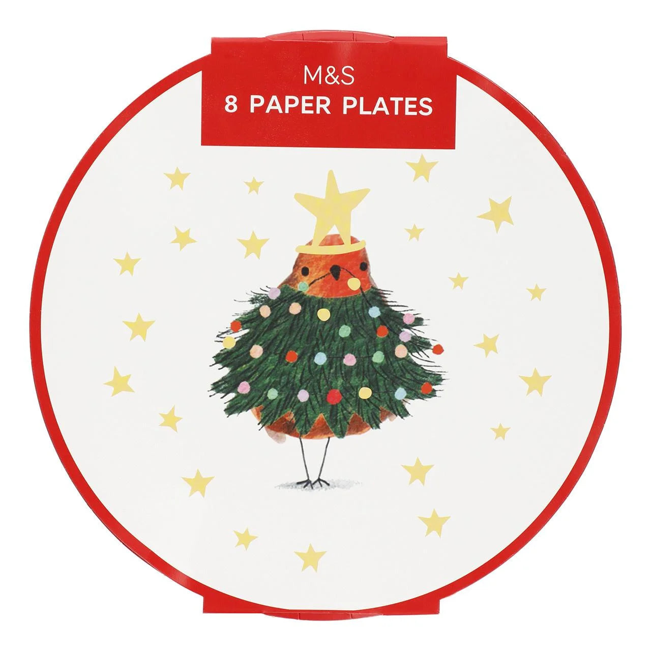 M&S Christmas Robins Paper Plates 8pk