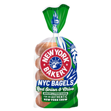New York Bakery Red Onion & Chive Bagels 5pk (Life 5d+)