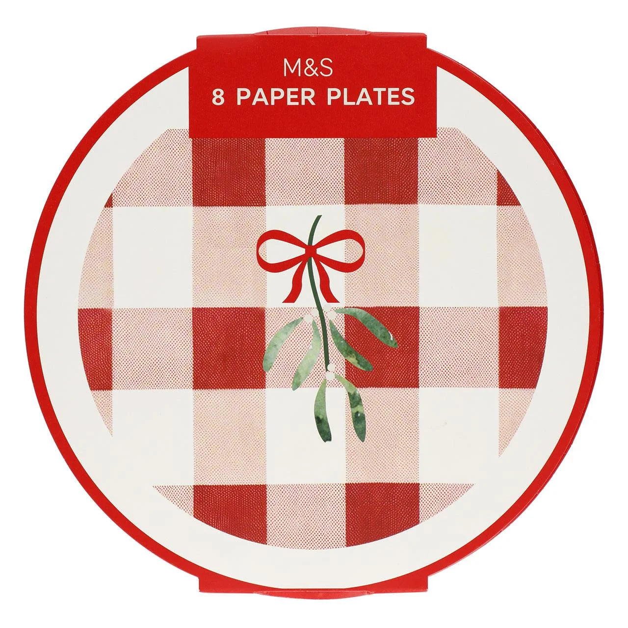 M&S Christmas Gingham Paper Plates 8pk