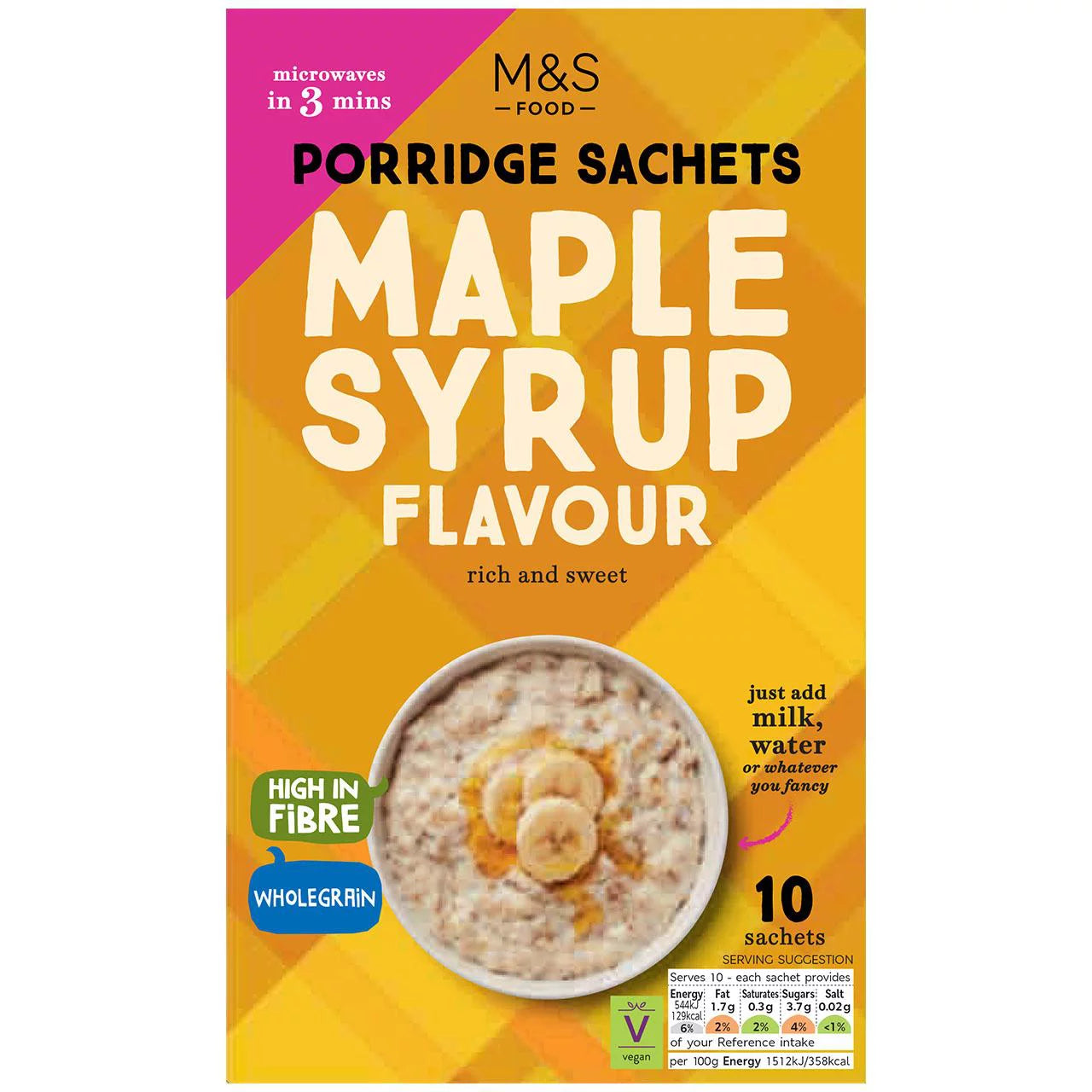 M&S Maple Syrup Flavour Porridge Sachets 10x36g
