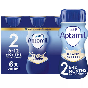 Aptamil 2 Follow On Baby Milk Formula Liquid Ready to Feed 6-12 Months 6pk