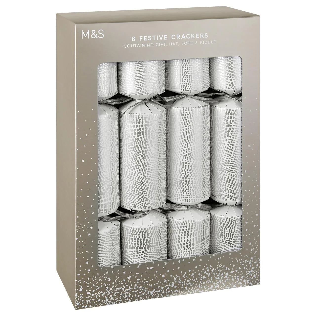 M&S Silver Luxury Christmas Crackers 8pk