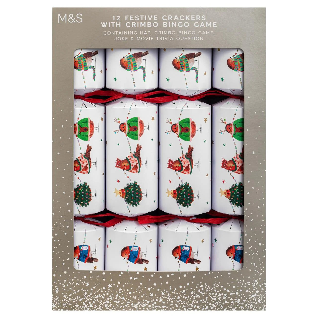 M&S Fun Robins Family Christmas Crackers 12pk