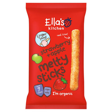 Ella's Kitchen Strawberry & Apple Melty Sticks Baby Snack 7+ Months 16g