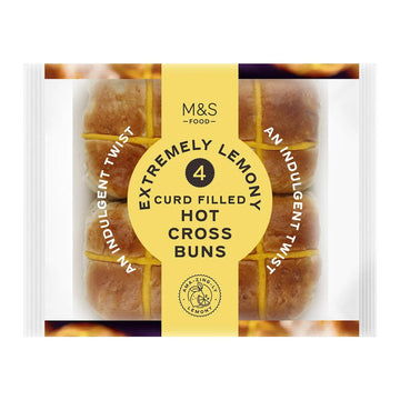 M&S 4 Extremely Lemony Curd Filled Hot Cross Buns