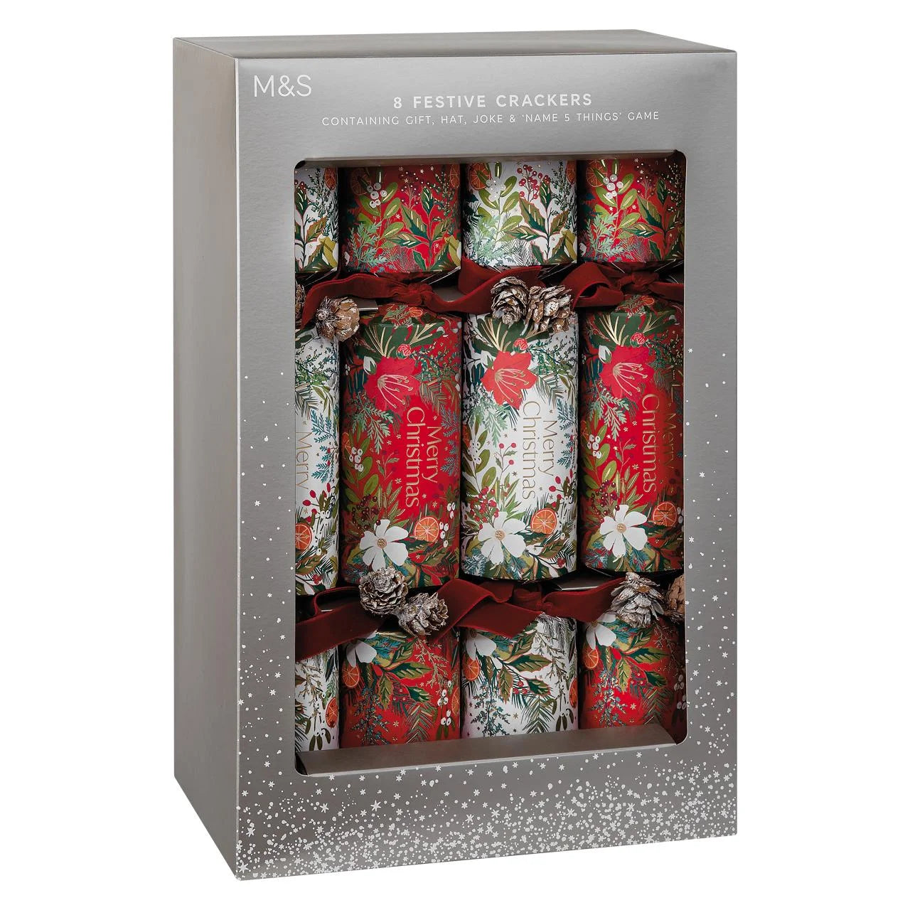 M&S Traditional Floral Luxury Christmas Crackers 8pk
