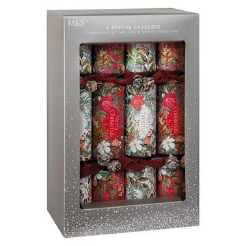 M&S Traditional Floral Luxury Christmas Crackers 8pk