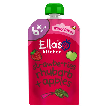 Ella's Kitchen Strawberries, Rhubarb & Apples Baby Food Pouch 4+ Months 120g