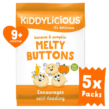 Kiddylicious Banana & Pumpkin Melty Buttons Multipack 9+ Months 5pk