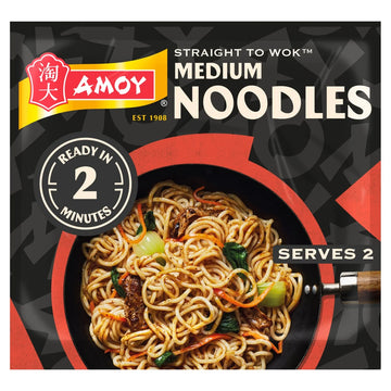 Amoy Straight To Wok Medium Noodles 2 x 150g