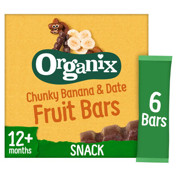 Organix Banana & Date Fruit Bars Toddler Snack Multipack 12+ Months 6pk