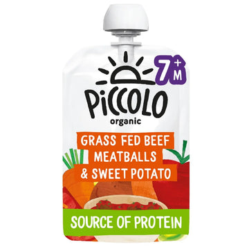 Piccolo Beef Meatballs & Sweet Potato Baby Food Pouch 7+ Months 130g