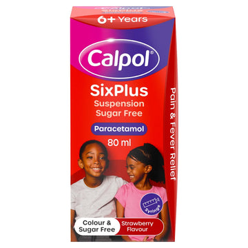 Calpol SixPlus Sugar Free Oral Suspension Strawberry 6+ Years 80ml