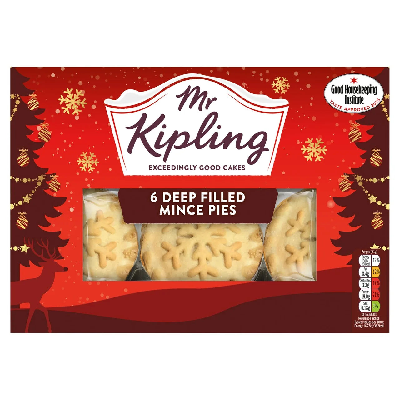 Mr Kipling Snowflake Mince Pies 6 per pack