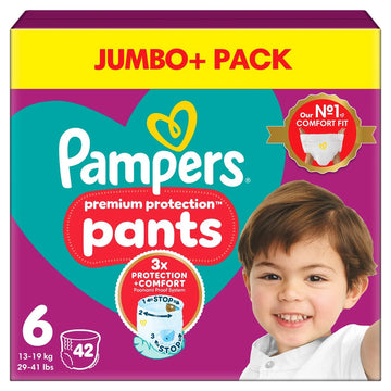 Pampers Premium Protection Nappy Pants Jumbo+ Pack Nappies Size 6, 15kg+ x42