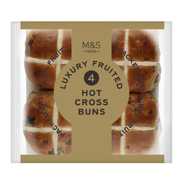 M&S 4 Luxury Fruited Hot Cross Buns