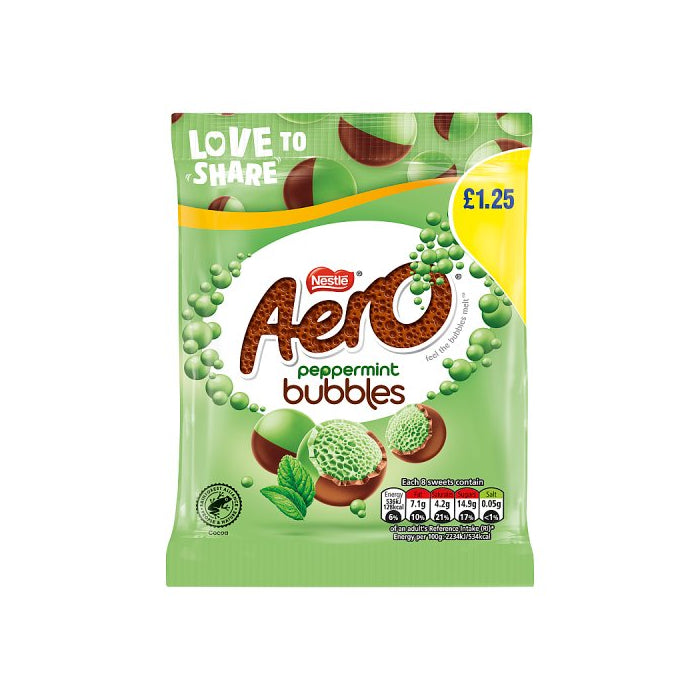 Aero Bubbles Peppermint Mint Chocolate Sharing Bag 80g PMP