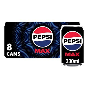 Pepsi Max No Sugar Cola 8 x 330ml Cans