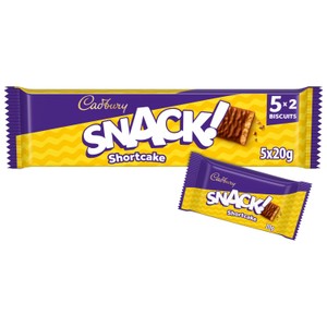 Cadbury Snack Chocolate Covered Shortcake Multipack Biscuits 5x20g