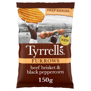 Tyrrells Furrows Beef Brisket & Black Peppercorn Sharing Crisps 150g