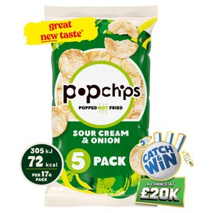 Popchips Sour Cream & Onion Multipack Crisps 5x17g