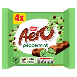 Aero Bubbly Peppermint Mint Chocolate Bar Multipack 4x27g
