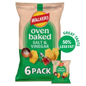 Walkers Baked Salt & Vinegar Multipack Crisps 6x22g