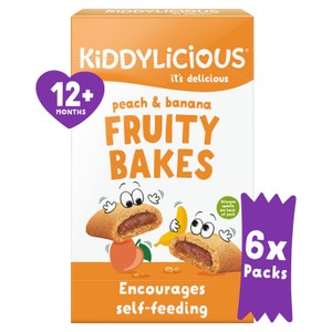 Kiddylicious Peach & Banana Fruity Bakes Baby Snack Multipack 12+ Months 6x22g